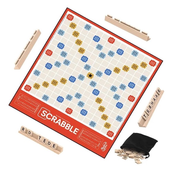 Hasbro Scrabble Board Game. Wooden Tile Racks. EUC - Picture 3 of 4